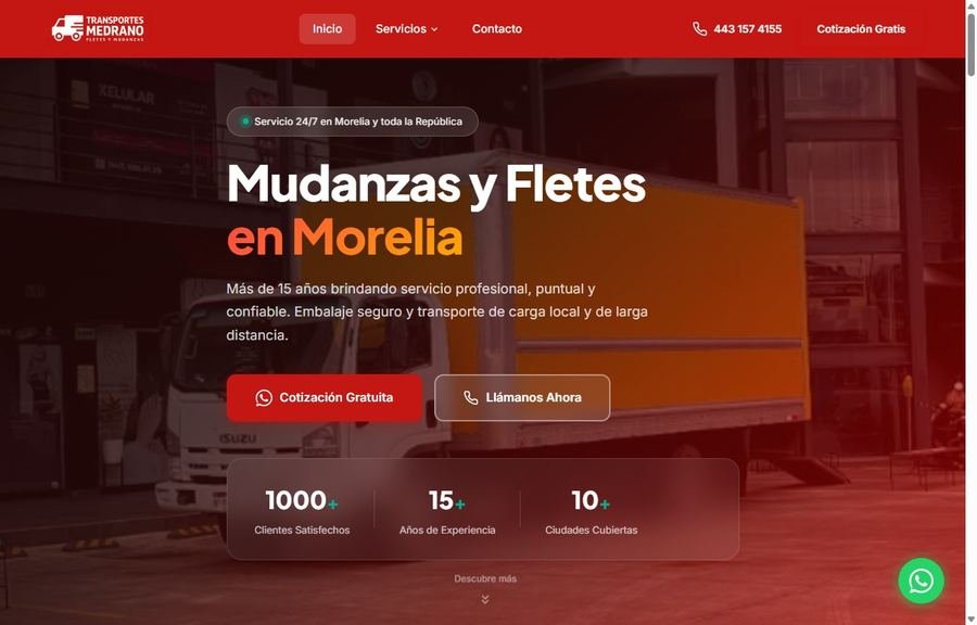Vista previa del sitio web de Transportes Medrano